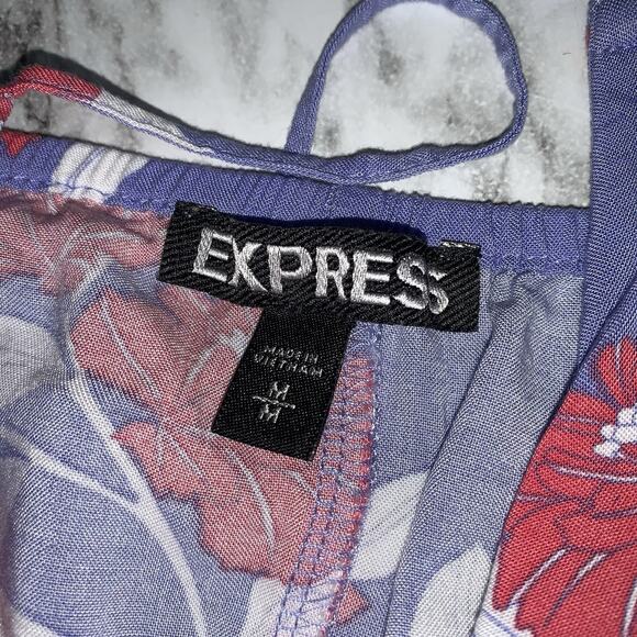 Express Purple Floral Spaghetti Straps Mini Wrap Dress Size M - Picture 10 of 10